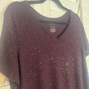 Dark Purple Eggplant Apt 9 Sparkle T-Shirt size XXL